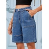 image:imageSidefeel Womens Jean Shorts High Waisted Stretchy Bermuda Pleated Denim Summer ShortsSky Blue