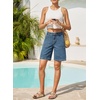 image:imageSidefeel Womens Jean Shorts High Waisted Stretchy Bermuda Pleated Denim Summer ShortsVintage Blue