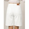 image:imageSidefeel Womens Jean Shorts High Waisted Stretchy Bermuda Pleated Denim Summer ShortsWhite