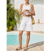 image:imageSidefeel Womens Jean Shorts High Waisted Stretchy Bermuda Pleated Denim Summer ShortsWhite