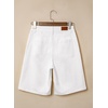 image:imageSidefeel Womens Jean Shorts High Waisted Stretchy Bermuda Pleated Denim Summer ShortsWhite