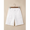 image:imageSidefeel Womens Jean Shorts High Waisted Stretchy Bermuda Pleated Denim Summer ShortsWhite