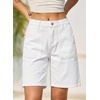image:imageSidefeel Womens Jean Shorts High Waisted Stretchy Bermuda Pleated Denim Summer ShortsWhite