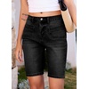 image:imageSidefeel Womens Jean Shorts High Waisted Stretchy Buttoned Knee Length Bermuda Denim ShortsBlack