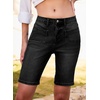 image:imageSidefeel Womens Jean Shorts High Waisted Stretchy Buttoned Knee Length Bermuda Denim ShortsBlack