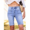 image:imageSidefeel Womens Jean Shorts High Waisted Stretchy Buttoned Knee Length Bermuda Denim ShortsIceland Blue