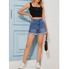 image:imageSidefeel Womens Jean Shorts High Waisted Stretchy Folded Hem Casual Trendy Patchwork Loose Fit Summer Denim ShortsBlue