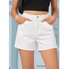 image:imageSidefeel Womens Jean Shorts High Waisted Stretchy Folded Hem Casual Trendy Patchwork Loose Fit Summer Denim ShortsCream White