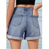 image:imageSidefeel Womens Jean Shorts High Waisted Stretchy Folded Hem Casual Trendy Patchwork Loose Fit Summer Denim ShortsLight Blue