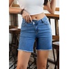 image:imageSidefeel Womens Jean Shorts High Waisted Stretchy Raw Hem Denim Summer ShortsLight Blue
