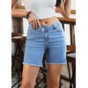image:imageSidefeel Womens Jean Shorts High Waisted Stretchy Raw Hem Denim Summer ShortsSky Blue