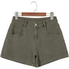 image:imageSidefeel Womens Jean Shorts High Waisted Stretchy Summer Denim Shorts with PocketsGreen