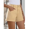 image:imageSidefeel Womens Jean Shorts High Waisted Stretchy Summer Denim Shorts with PocketsKhaki