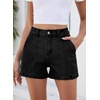 image:imageSidefeel Womens Jean Shorts High Waisted Stretchy Trendy Seamed Front Casual Summer Loose Denim Shorts with PocketsBlack