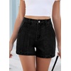 image:imageSidefeel Womens Jean Shorts High Waisted Stretchy Trendy Seamed Front Casual Summer Loose Denim Shorts with PocketsBlack