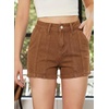image:imageSidefeel Womens Jean Shorts High Waisted Stretchy Trendy Seamed Front Casual Summer Loose Denim Shorts with PocketsBrown