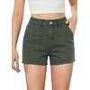 image:imageSidefeel Womens Jean Shorts High Waisted Stretchy Trendy Seamed Front Casual Summer Loose Denim Shorts with PocketsGreen