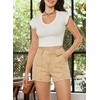 image:imageSidefeel Womens Jean Shorts High Waisted Stretchy Trendy Seamed Front Casual Summer Loose Denim Shorts with PocketsKhaki
