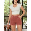 image:imageSidefeel Womens Jean Shorts High Waisted Stretchy Trendy Seamed Front Casual Summer Loose Denim Shorts with PocketsMineral Red