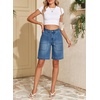 image:imageSidefeel Womens Jean Shorts High Waisted Stretchy Wide Leg Bermuda Denim Shorts Casual Loose Fit Summer Jorts with PocketsBlue