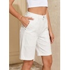 image:imageSidefeel Womens Jean Shorts High Waisted Stretchy Wide Leg Bermuda Denim Shorts Casual Loose Fit Summer Jorts with PocketsCream White