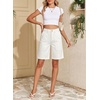 image:imageSidefeel Womens Jean Shorts High Waisted Stretchy Wide Leg Bermuda Denim Shorts Casual Loose Fit Summer Jorts with PocketsCream White