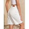 image:imageSidefeel Womens Jean Shorts High Waisted Stretchy Wide Leg Bermuda Denim Shorts Casual Loose Fit Summer Jorts with PocketsCream White