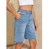 image:imageSidefeel Womens Jean Shorts High Waisted Stretchy Wide Leg Bermuda Denim Shorts Casual Loose Fit Summer Jorts with PocketsIceland Blue