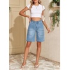 image:imageSidefeel Womens Jean Shorts High Waisted Stretchy Wide Leg Bermuda Denim Shorts Casual Loose Fit Summer Jorts with PocketsIceland Blue