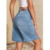 image:imageSidefeel Womens Jean Shorts High Waisted Stretchy Wide Leg Bermuda Denim Shorts Casual Loose Fit Summer Jorts with PocketsIceland Blue