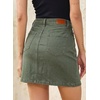 image:imageSidefeel Womens Jean Skirt High Waist Drawstring Stretchy Casual Summer Loose Fit Trendy Mini Denim Skirt with PocketsGreen