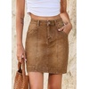image:imageSidefeel Womens Jean Skirt High Waisted Stretch Casual Trendy Front Seam Mini Denim Skirt with PocketsBrown
