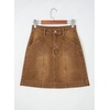 image:imageSidefeel Womens Jean Skirt High Waisted Stretch Casual Trendy Front Seam Mini Denim Skirt with PocketsBrown