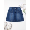 image:imageSidefeel Womens Jean Skirt High Waisted Stretch Casual Trendy Front Seam Mini Denim Skirt with PocketsDeep Blue