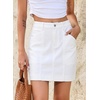 image:imageSidefeel Womens Jean Skirt High Waisted Stretch Casual Trendy Front Seam Mini Denim Skirt with PocketsWhite