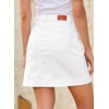 image:imageSidefeel Womens Jean Skirt High Waisted Stretch Casual Trendy Front Seam Mini Denim Skirt with PocketsWhite
