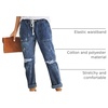 image:imageSidefeel Womens Jeans Cargo Pants High Waisted Ripped Denim Joggers Pull On Elastic Drawstring Waist Trousers Blue Size 4