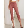 image:imageSidefeel Womens Jeans High Waisted Stretchy Cropped Skinny Jeans Trendy Cross Raw Hem Summer Capri Pants with PocketsMineral Red