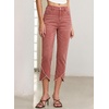 image:imageSidefeel Womens Jeans High Waisted Stretchy Cropped Skinny Jeans Trendy Cross Raw Hem Summer Capri Pants with PocketsMineral Red