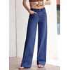image:imageSidefeel Womens Jeans High Waisted Stretchy Wide Leg Jeans Trendy Seamed Front Baggy Loose Denim Pants with PocketsBluing