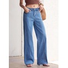 image:imageSidefeel Womens Jeans High Waisted Stretchy Wide Leg Jeans Trendy Seamed Front Baggy Loose Denim Pants with PocketsLight Blue