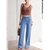 image:imageSidefeel Womens Jeans High Waisted Stretchy Wide Leg Jeans Trendy Seamed Front Baggy Loose Denim Pants with PocketsLight Blue
