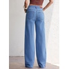 image:imageSidefeel Womens Jeans High Waisted Stretchy Wide Leg Jeans Trendy Seamed Front Baggy Loose Denim Pants with PocketsLight Blue