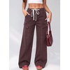image:imageSidefeel Womens MidLow Rise Baggy Jeans Elastic Waist Drawtring Y2K Stretchy Wide Leg Cargo Boyfriend Oversized Denim PantsCoffee