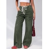 image:imageSidefeel Womens MidLow Rise Baggy Jeans Elastic Waist Drawtring Y2K Stretchy Wide Leg Cargo Boyfriend Oversized Denim PantsGreen