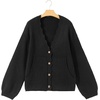 image:imageSidefeel Womens Oversized Cardigan Sweaters Long Sleeve Button Down Open Front Knit Jacket Coat with PocketsBlack
