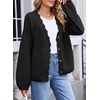 image:imageSidefeel Womens Oversized Cardigan Sweaters Long Sleeve Button Down Open Front Knit Jacket Coat with PocketsBlack