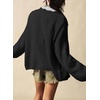 image:imageSidefeel Womens Oversized Cardigan Sweaters Long Sleeve Button Down Open Front Knit Jacket Coat with PocketsBlack