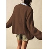 image:imageSidefeel Womens Oversized Cardigan Sweaters Long Sleeve Button Down Open Front Knit Jacket Coat with PocketsDark Brown