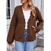 image:imageSidefeel Womens Oversized Cardigan Sweaters Long Sleeve Button Down Open Front Knit Jacket Coat with PocketsDark Brown